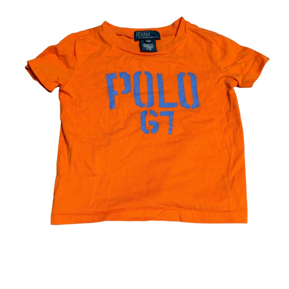 Polo Ralph Lauren Graphic T-Shirt Kids 18M Orange Polo 67 Short Sleeve Tee